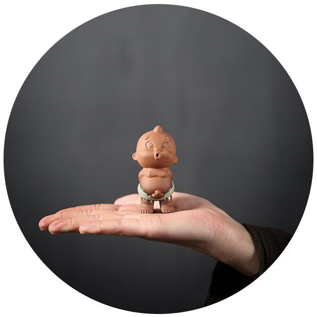 Pee Doll Water Spray Boy Ceramic Purple Clay Tea Pet Crackle Glaze Porcelain New