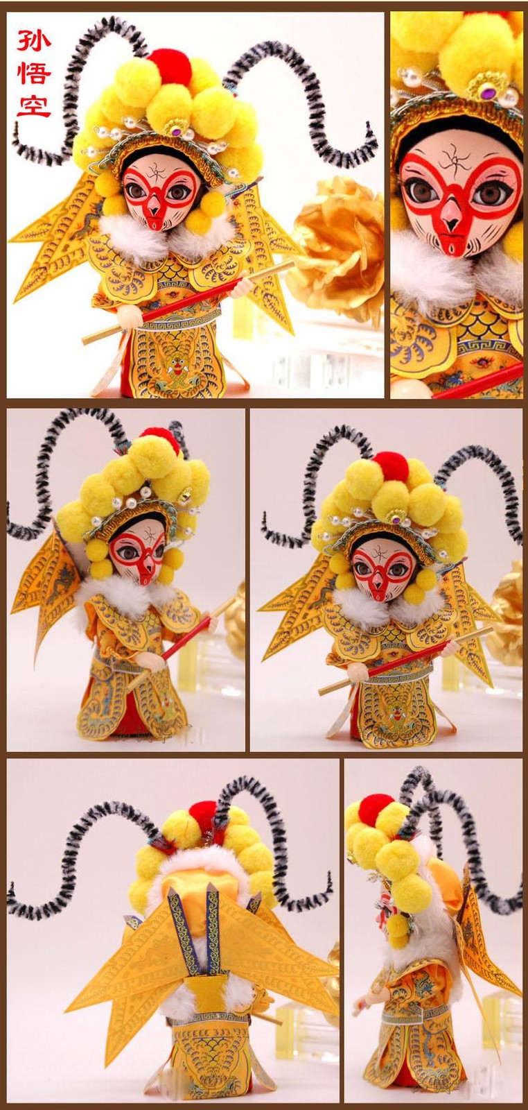 Chinese Beijing Peking Opera Characters Silk Dolls Folk Features Handmade Crafts
