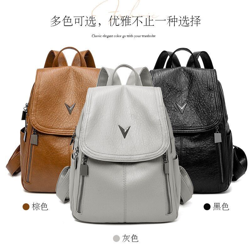 Backpacks Genuine Leather Backpack Travel Bags Anti-theft Vintage Waterproof 1PC