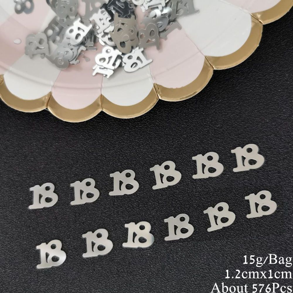 Number 18 Confetti 15g PVC Sequin Birthday Party Anniversary Event Balloon Decor