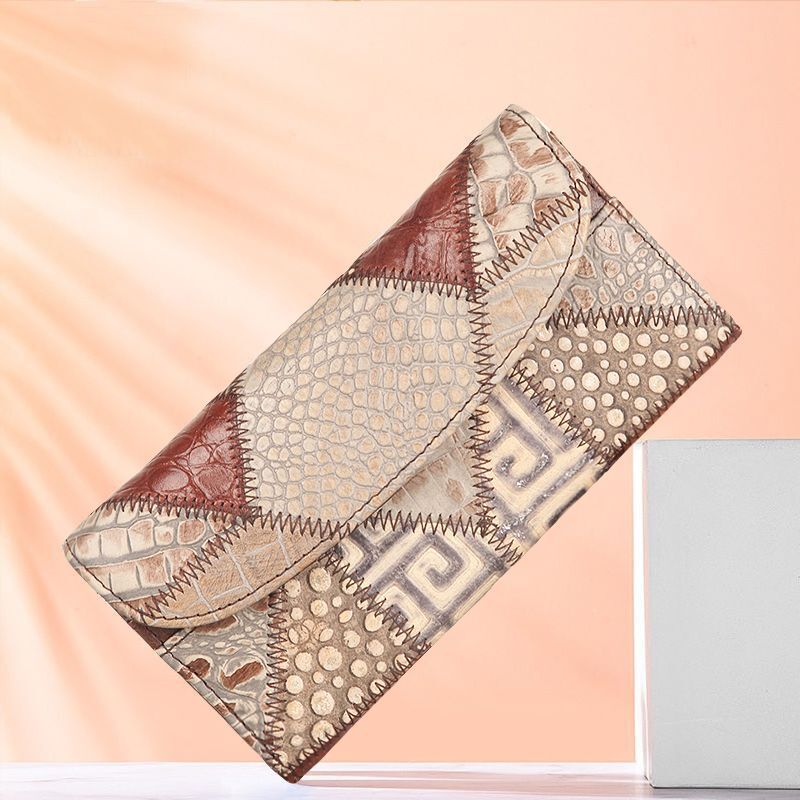Genuine Leather Wallet Coins Purse Slim Clutch Bags Long Wallet Patchwork 1 PC