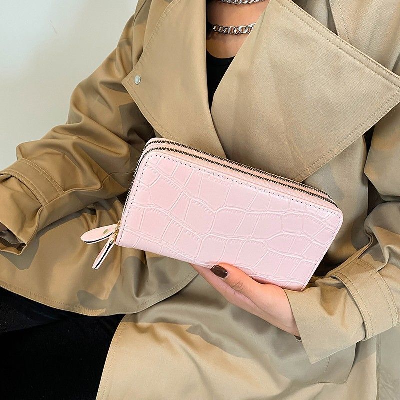 Luxury Wallet Large Stone Pattern Coin Purse Trendy Synthetic Leather Money Bags