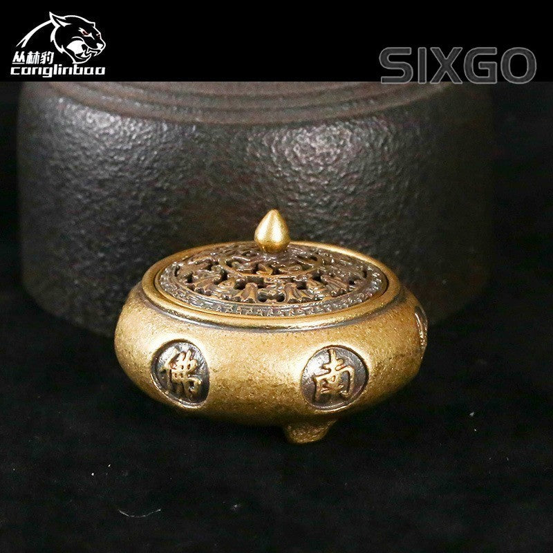 1PC Brass Amitabha Buddha Incense Burner Incense Insertion Small Bronze Ware