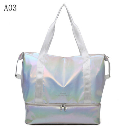 Pearlescent Folding Travel Shoulder Bag Waterproof Handbag Dry Wet Separation