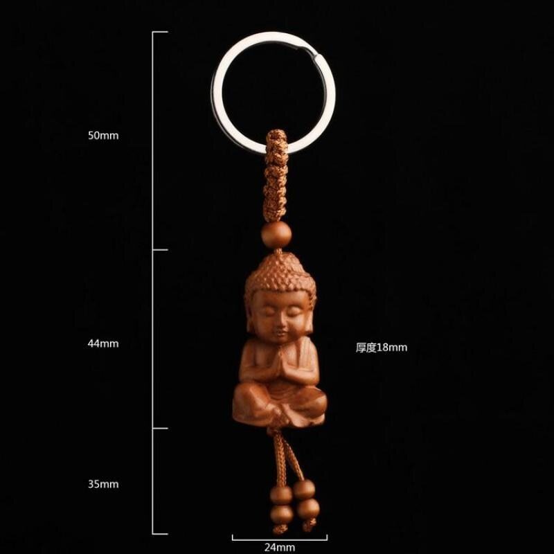 Shakyamuni Peach Wood Keychain Buddha Main Three-dimensional Car Keychain Pendan