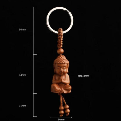 Shakyamuni Peach Wood Keychain Buddha Main Three-dimensional Car Keychain Pendan