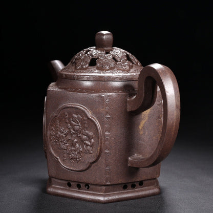 Chinese Yixing Zisha Clay Handmade Exquisite Teapot （六方（高温窑变） 底款：金鼎商标）