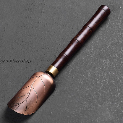 Tea Spoon Copper Alloy Spoon with Ebony Wood Handle Tea Accessories on Sales New
