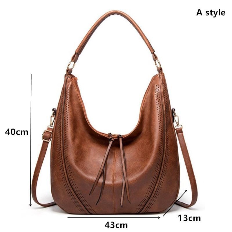 Synthetic Leather Handbag Hollow Double Tassel Shoulder Crossbody Bag Purse 1 PC