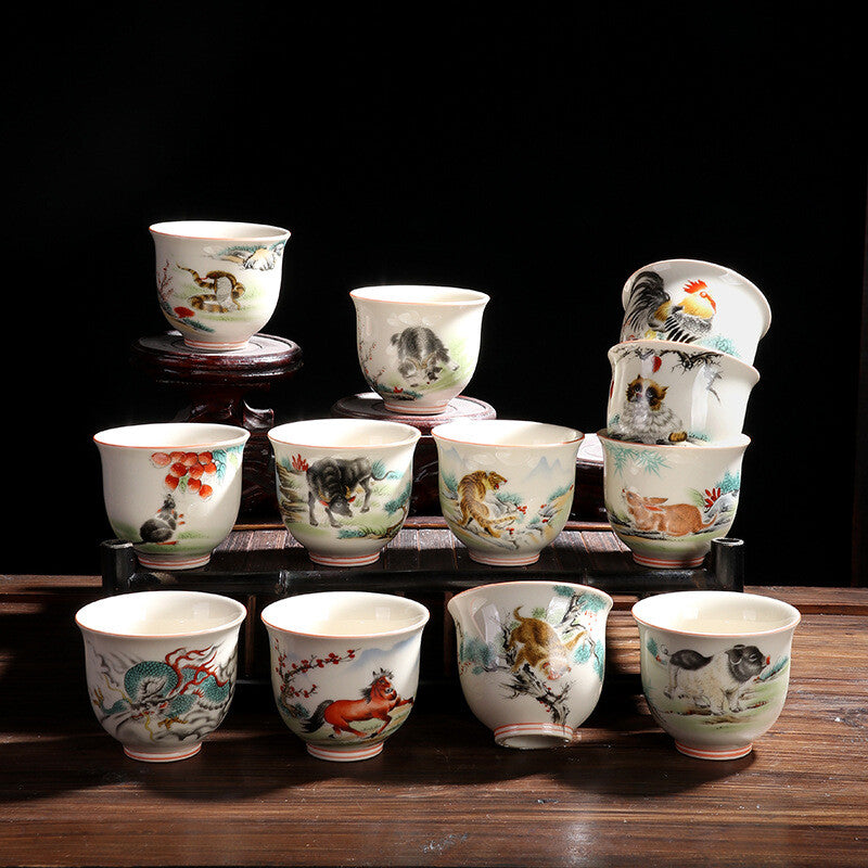 One Cup Chinese Symbolic Animals Porcelain Animal Print 125ml Master Tea Cup New