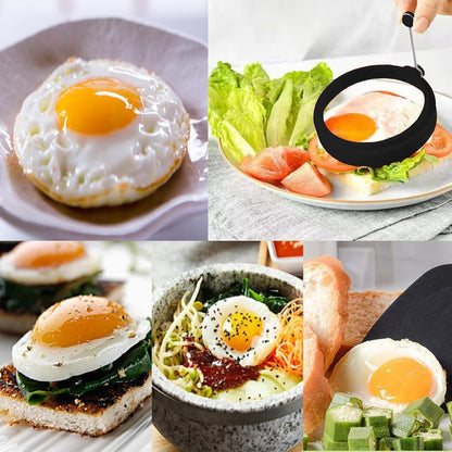 Black Silicone Egg Rings 4 Pack Molds for Fried Eggs Non-stick Cooker