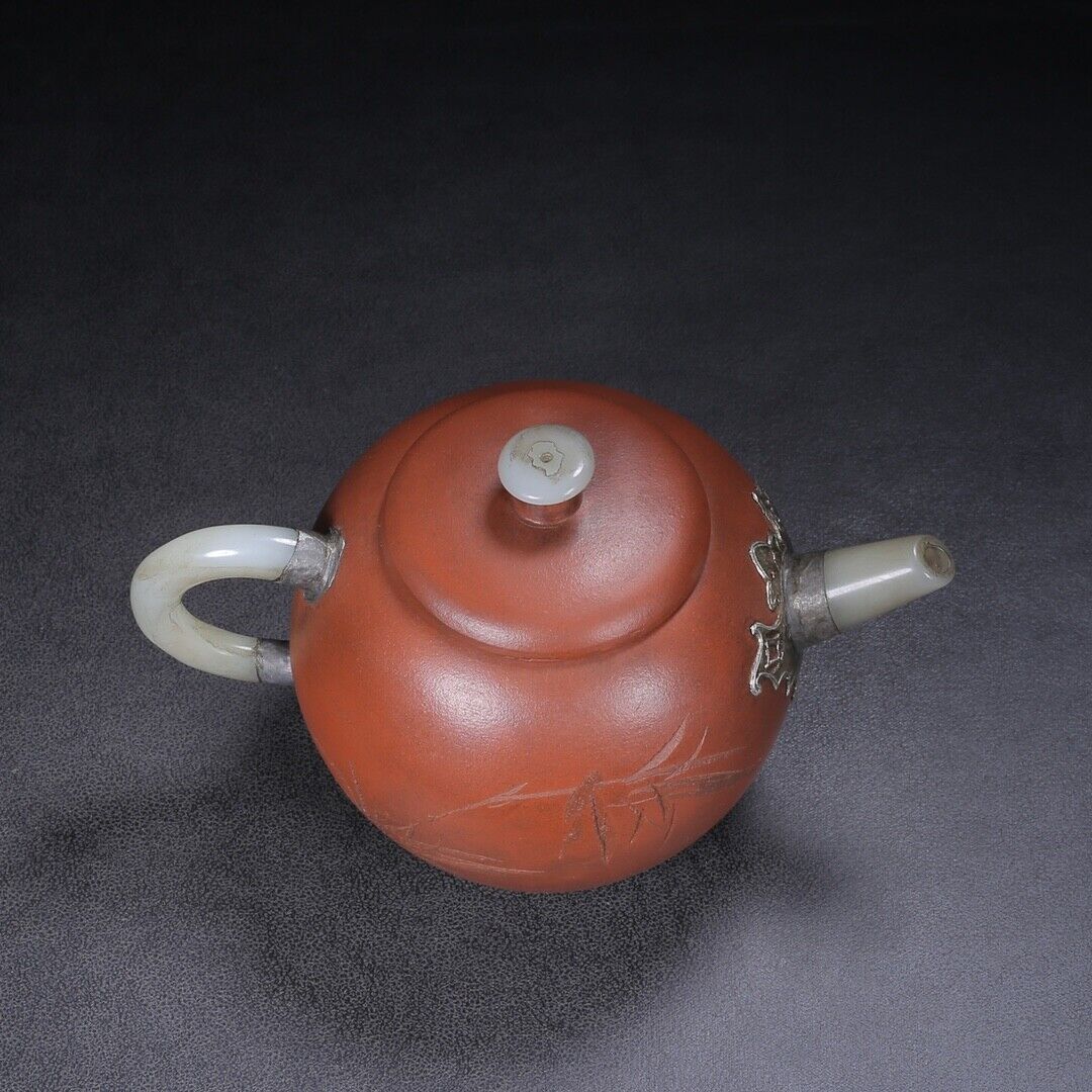 Chinese Yixing Zisha Clay Handmade Exquisite Teapot （龙蛋（镶玉） 底款：杨彭年）