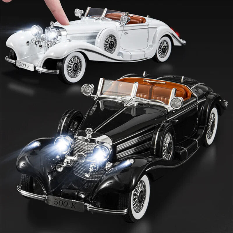 1:18 1936 Benzs 500K Alloy Classic Car Model Retro Car Hobby Sound Light Toy Car