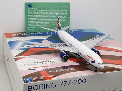 NG Models British Airways for Boeing 777-200ER G-VIIS Rose tail wing 1:400 Model