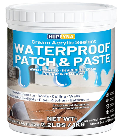 Waterproof Patch & Seal Rubberized Sealant Paste, 2.2Lbs Anti-Leakage Clear Wate