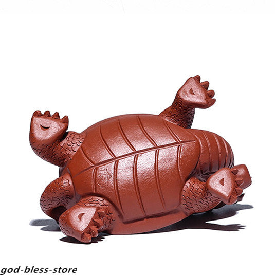Chinese Mascot Dragon Turtle Statue Handmade Tea Pet Yixing Zisha Tea Play Small