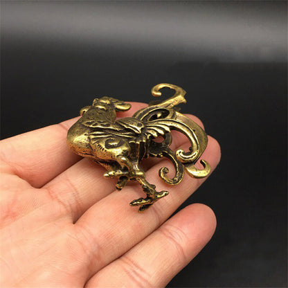 Cute Brass Rooster Antique Cock Mini Statue Figurine Home Collectible Gift Decor