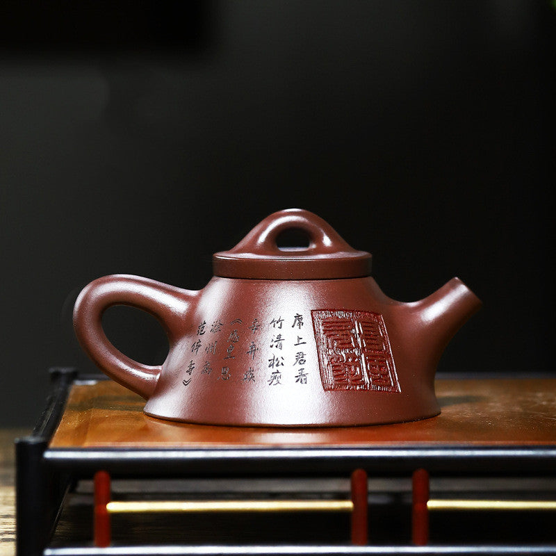 240ml Handmade Tea Pot Authentic Yixing Zisha Master Pot Carved 14 Infuser Holes