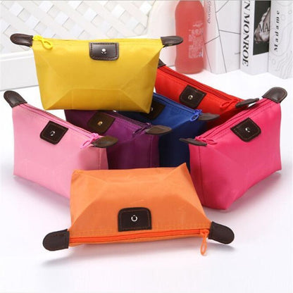 Travel Cosmetic Makeup Bag Organizer Waterproof Nylon Red Zipper Toiletry Case