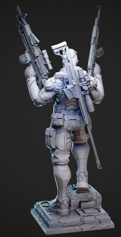 1/24 resin figures model Punisher Male Warrior 3D Printing Unassembled Unpainted