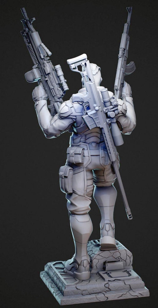 1/24 resin figures model Punisher Male Warrior 3D Printing Unassembled Unpainted