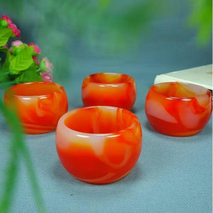 1pc 6.6cm Chinese Natural Red Jade Tea Cup Wine Bowl Kung Fu Tea Set Home Decor