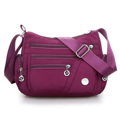 Lightweight Shoulder Bag Messenger Purse Zippers Waterproof Oxford Crossbody Bag