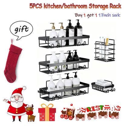 5PCS Bathroom Shower Kitchen Organizer Shelves - Adhesive Corner Caddy Rack AU