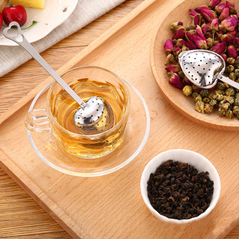 Tea Infuser Stainless Steel Heart Shape Spoon Tea Strainer Herbal Filter Handle