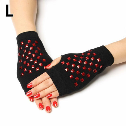 Women Fingerless Gloves Black Colour Half Finger Animals Pattern Rose Embroidery