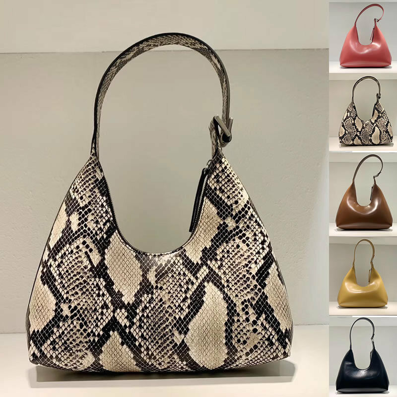 Small U Top Real Leather Snake Vintage Shoulder Bag Purse Handbag Top Handle