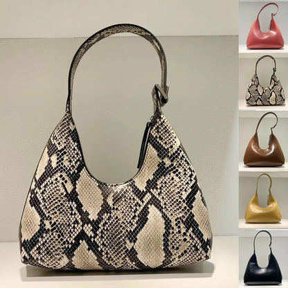 Small U Top Real Leather Snake Vintage Shoulder Bag Purse Handbag Top Handle