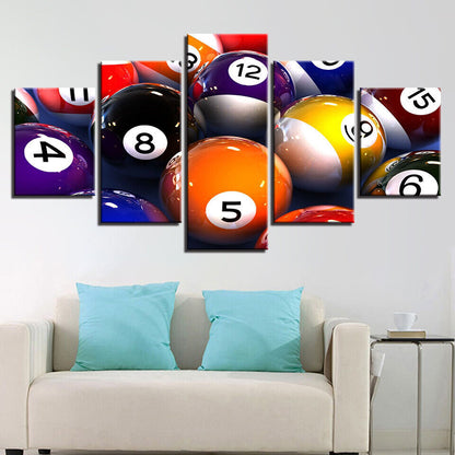 Sport Games Billiards Pool Balls Canvas Prints Painting Wall Art Home Decor 5PCS