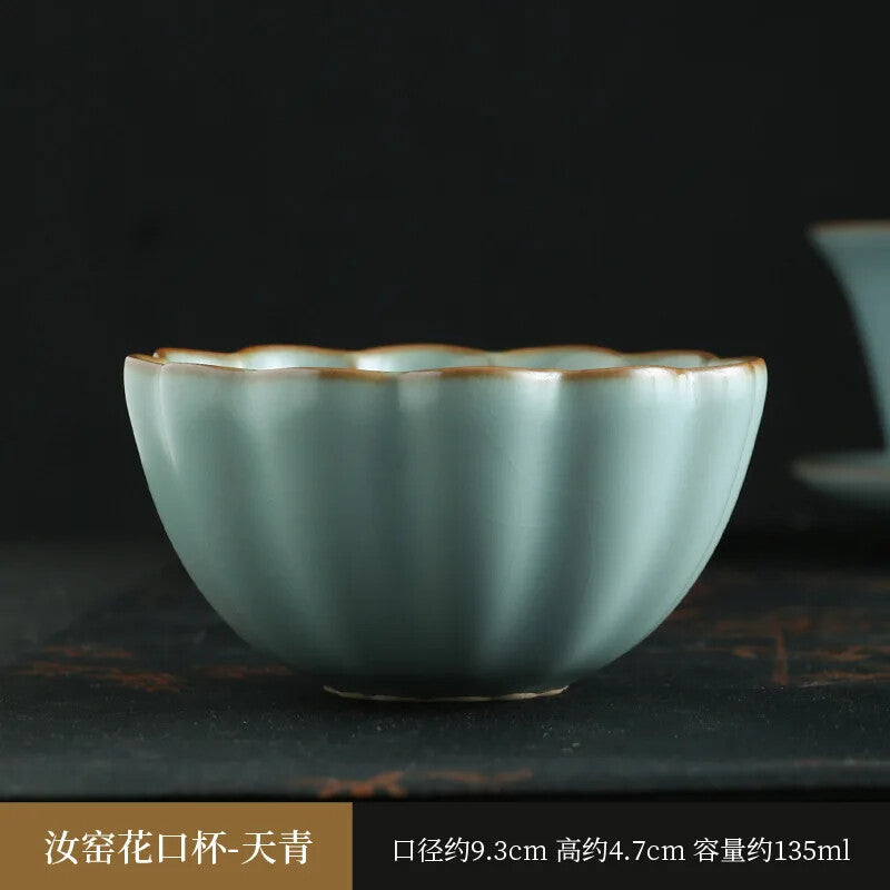 Ru Kiln Ceramic Small Tea Cup Sample Single Tea Cup Tea Ceremony Teaware Sets
