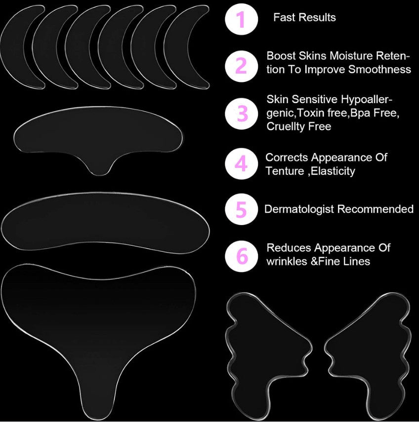 11Pack Silicone Anti-Wrinkle Smooth Facial Reusable Pad Gift For Woman