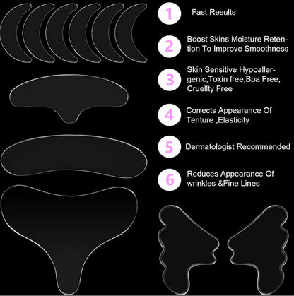 11Pack Silicone Anti-Wrinkle Smooth Facial Reusable Pad Gift For Woman