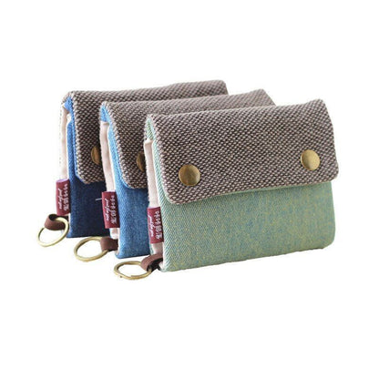 Handmade 3 Fold Fabric Wallet Short Zipper Purses Multi-function Bag Card Holder