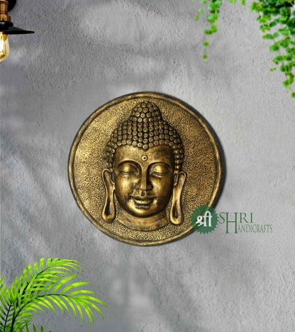 Resin Buddha Face Wall Hangings Sculpture Wall Panel Buddhism Showpiece Idol