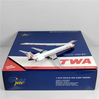 1:400 Geminijets TWA McDonnell Douglas MD-80 Passenger Airplane Diecast Model