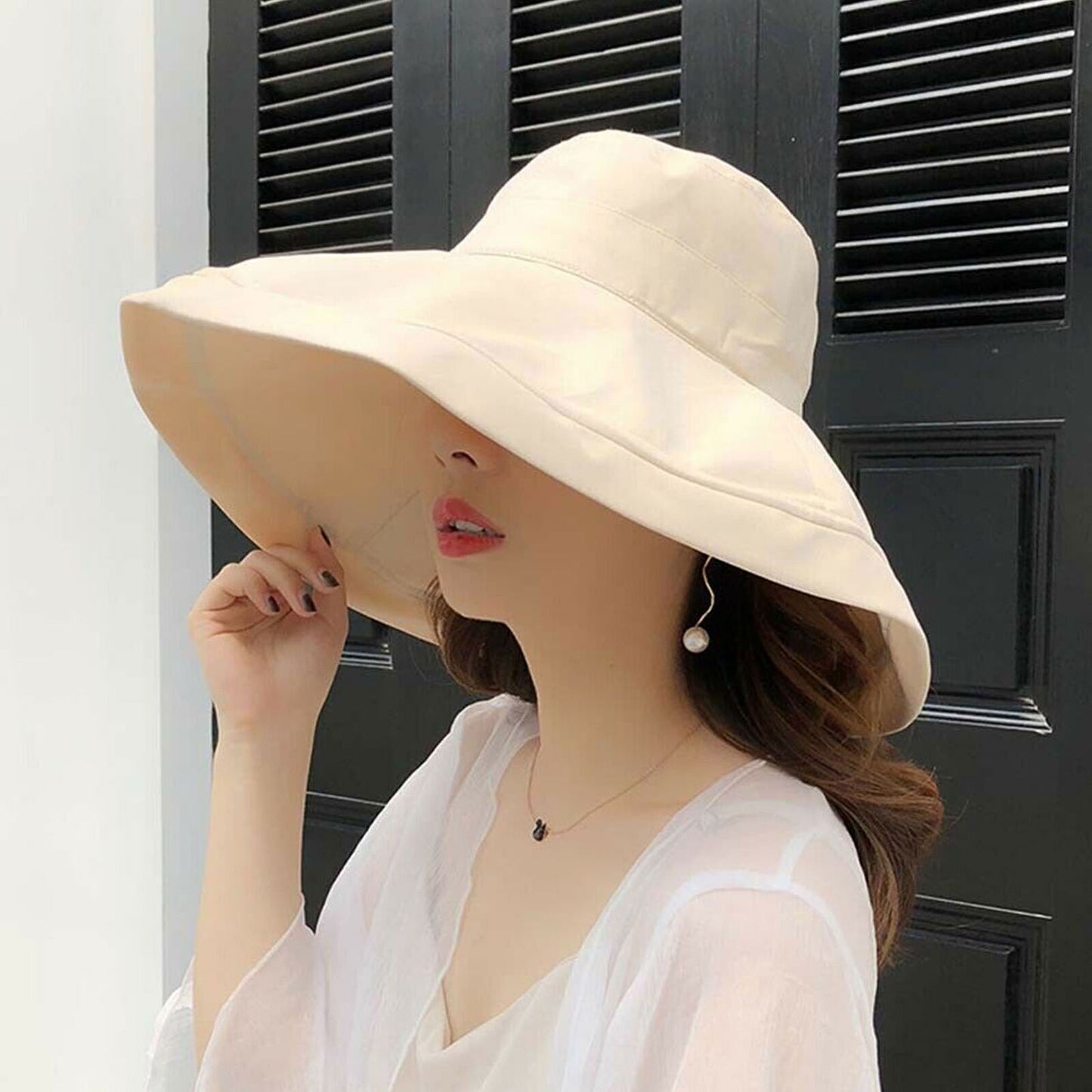 Beach Wide Brim Cap Sun Women Summer Protection Foldable Hiking Hat Bucket