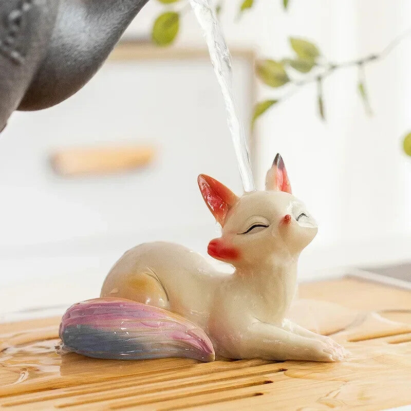 Color-changing Fox Tea Pet Resin Tea Play Teaware Set Chinese Tea Ceremony