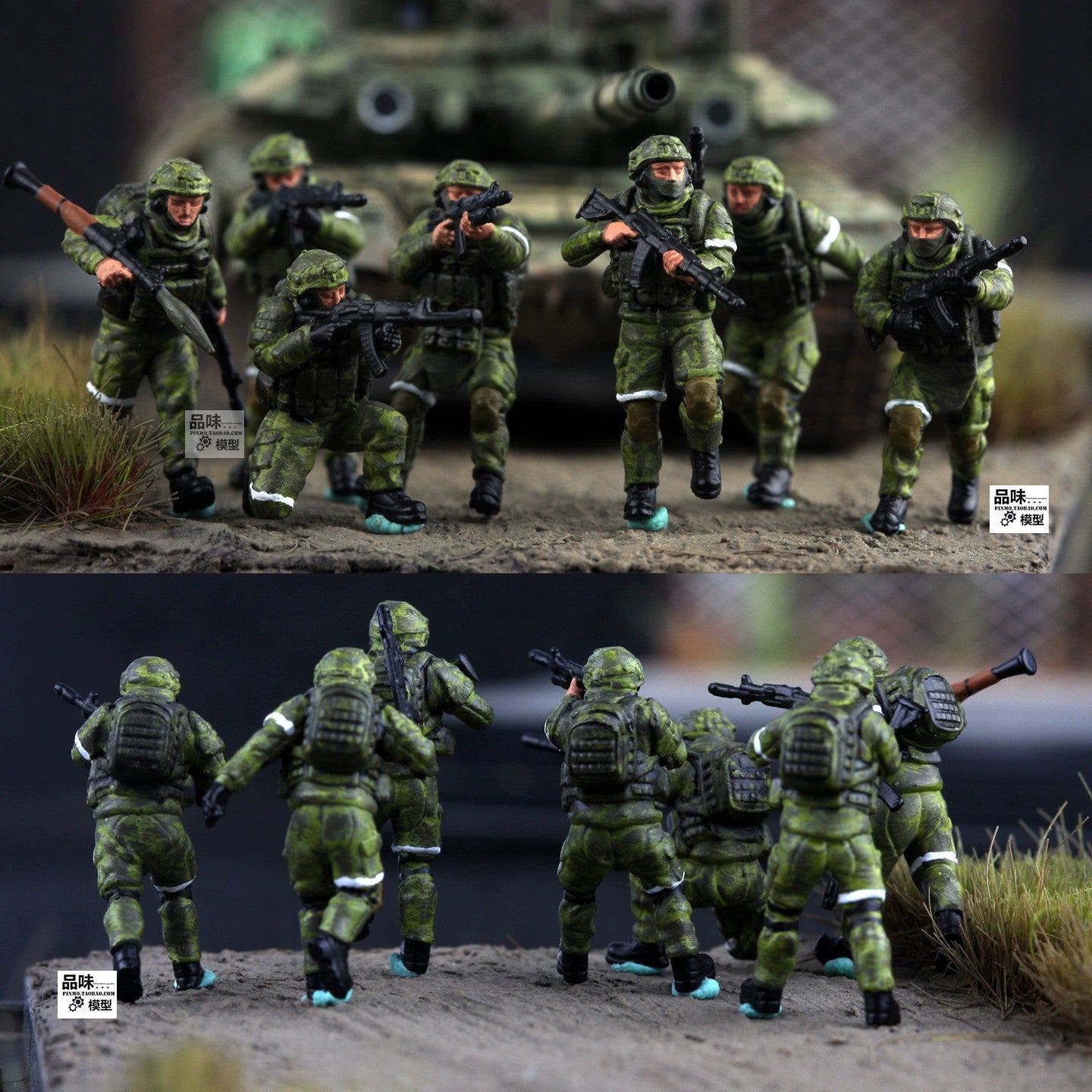 1/72 Homemade Russian Assault Combat Team 7pcs Solider Persons Finished Model