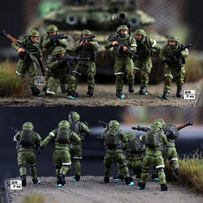 1/72 Homemade Russian Assault Combat Team 7pcs Solider Persons Finished Model