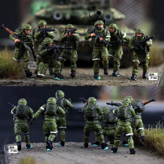 1/72 Homemade Russian Assault Combat Team 7pcs Solider Persons Finished Model