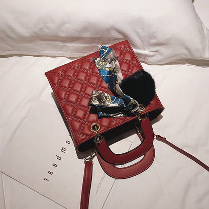 Small Handbag Ribbon Shoulder Bag Synthetic Leather Messenger Purse 21*19*9 CM