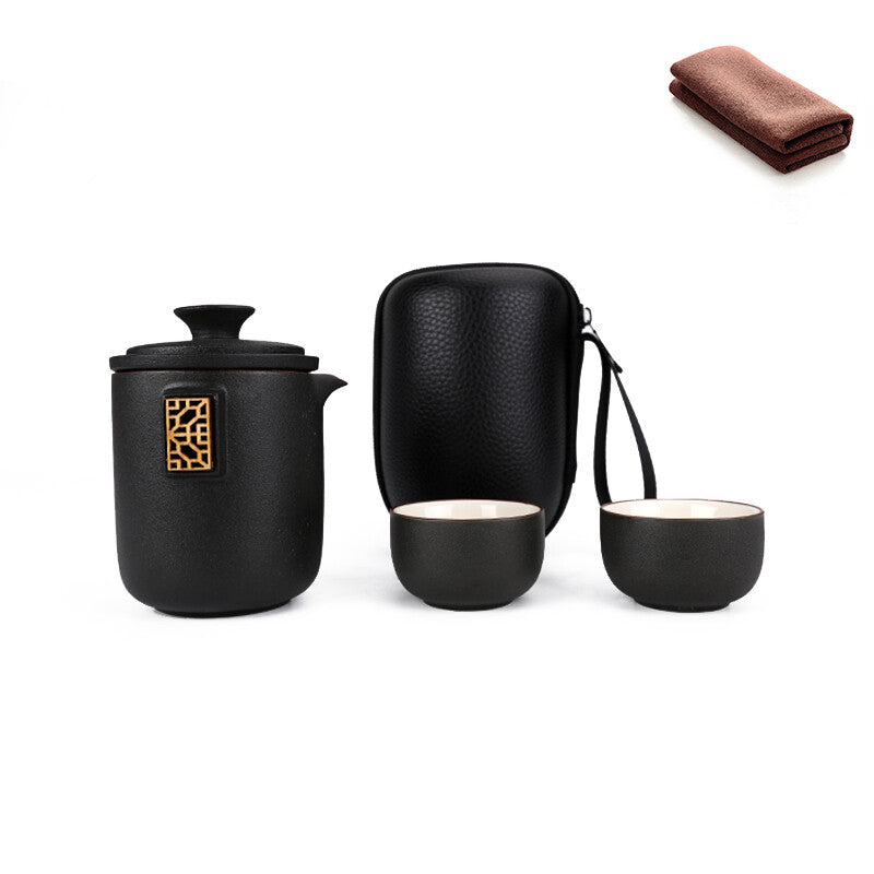 1set Portable Tea Set Bag Travel Chinese Pottery Tea Pot Infuser Cup Tea Towel