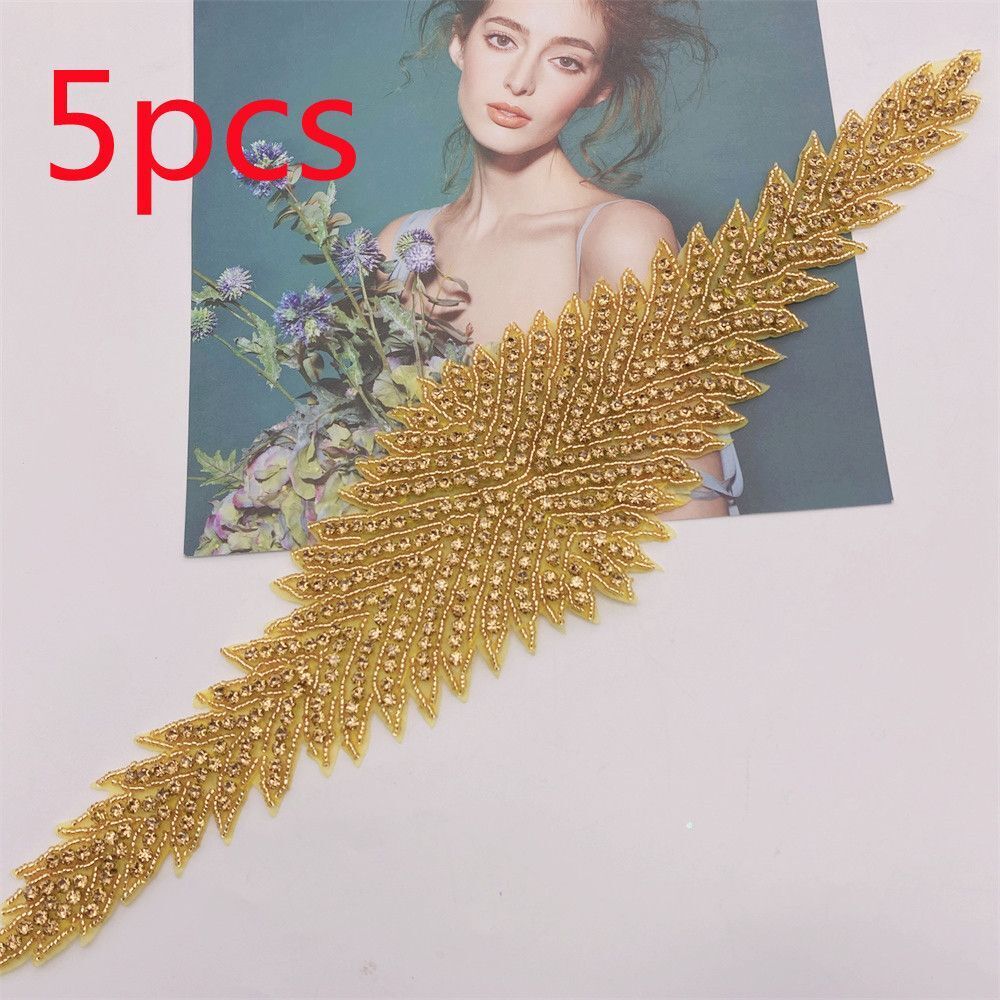 Rhinestone Patches 2-5Pcs Crystal Beaded Iron On Bridal Wedding Dress Decoration