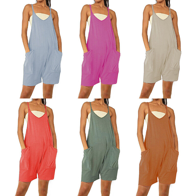 Dungarees Jumpsuit Holiday Ladies Casual Baggy Jumpsuit Playsuit