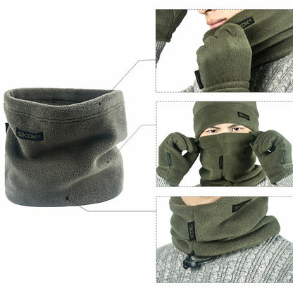 3pcs Winter Fleece Scarf Hat Gloves Set Outdoor Cycling Camping Neck Collar Warm