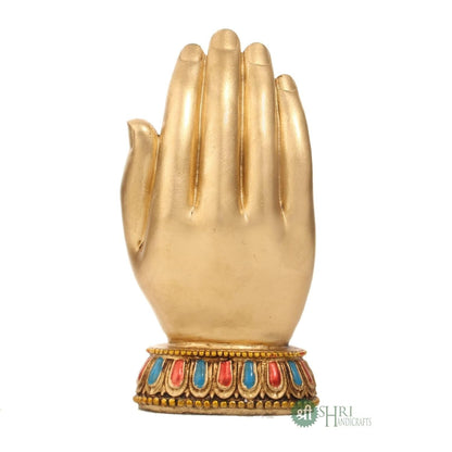 Resin Handmade Buddha Sitting On Hand Palm Idol Meditating Figurine Home Decor